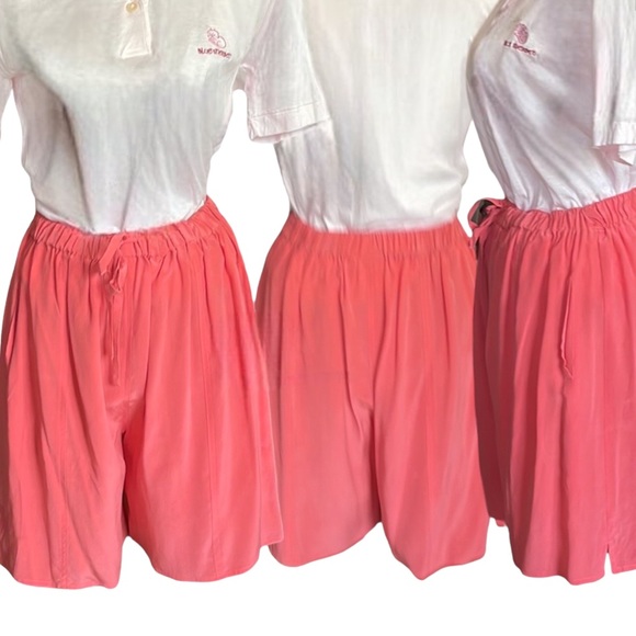 Pinkish Orange silk relaxed fit shorts. - Picture 3 of 6